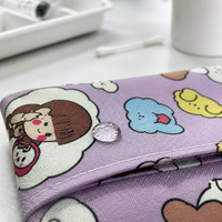 Cute Cartoon Nurse Pencil Pouch Large Capacity Double Layer Canvas Pen Bag with Pockets
