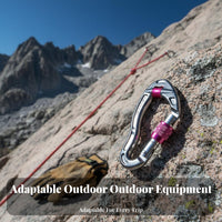 Lightweight 25KN Pulley Carabiner Anti-Slip Grip Locking Pulley Carabiner Snag Snag-Resistant Climbing Hardware for Rescue Workers, Outdoor Enthusiasts, Mountaineering, Rappelling, Caving, Working at Height