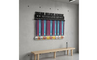 Great Gift Idea Long-Distance Race Medal Display Rack Easy Installation Metal Medal Display Rack Rust Resistant Large Capacity for Runners, Athletes, Cheerleaders, Home Gym, Bedroom, Office