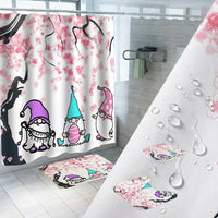 4 Pcs Washroom Decor Set Digital Print Washroom Curtain Set with Mats Includes Hooks Home Textiles for Renters, Adults, Washroom, Apartment