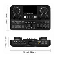 Digital Display Live Live Broadcasting Sound Card Noise Reduction Bluetooth Karaoke Mixer Multi-Band Equalizer Live Sound Card Single-Press Presets for Streamers, Beginners, Recording
