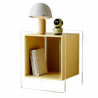 Minimalist Design two-level Transparent Cabinet Modern design 2-Tier Transparent Stand space-saving Size Bedside Table Rounded Corners for Young Adults, homeowners, Apartment Dwellers, Bedroom, Small areas, Living Room, Office