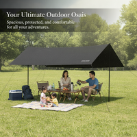 Urbanwave Black Vinyl Tarp Tent Outdoor Camping Sunshade Canopy
