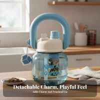 Leak-Proof Cartoon Belly Cup Safe Material Large Handle Plastic Jug Wide Mouth for Children, Students, School, Daily Use, Outdoor Activities