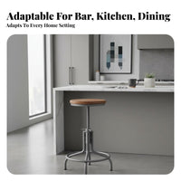 360-Degree Swivel Adjustable Industrial Stool Built-in Footrest Adjustable Industrialdesign Stool Stable Base Counter Chair Retro Design for Homeowners, Bar Owners, Adults, Cafe, Restaurant, Kitchen, Living Room