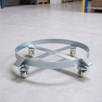 Drum Base with Swivel Casters Low-Profile Steel Drum Moving Base Portable for Factories