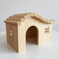 Bunny and Guinea Pig Houses, Ventilated Guinea Pig Shelters, 2-Level Wooden House with Stairs for Quail and Chickens