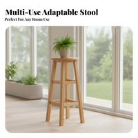 Multi-Functional Round Top Plant Stool Stable Design Four-Legged Round Top Stool Sturdy Support Indoor Furniture Fully Assembled for Homeowners, Apartment Dwellers, Home Decorators, Balcony, Living Room, Bedroom, Corner Areas