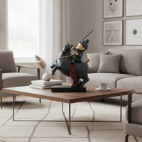 Equestrian Fighter Sculpture Horse Statue Decorative Knight Statue with Horse Historical Decor for Collectors, History Buffs, Bookshelf