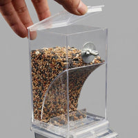 Automatic Bird Feeder and Parrot Feeder with Perch, Tidy Food Dispenser with Tray, Spill-Resistant Indoor Cage Mount for Cockatiel