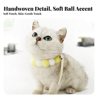 Adjustable Fluffy Ball Cat Collar Handmade Soft Ball Pet Necklace Candy Colored for Cats, Small Dogs, Daily Wear, Photo Shoots