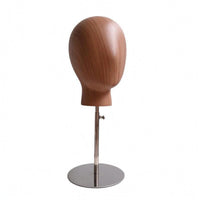 Hairpiece Mannequin Head Metal Base Hairpiece Display Head Wood Grain