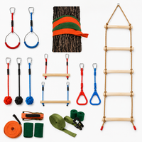 Outdoor Obstacle Course Kit Slackline Kit Backyard Tree Mounted Swing Rings Ball