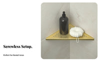 2 Pieces Triangular Corner Shelf Pressure Installation Corner Shower Organizer No on Surfaces Surface Rack for Renters, Families, Restroom, Kitchen