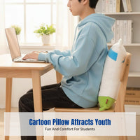Cartoon Warning Sign Pillow, Creative Waist Cushion, Office Student Spine Support, Cute Desk Decor
