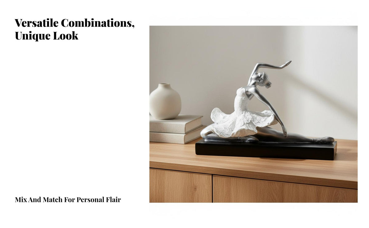 Ballet Dancer Figurine Nordic Design Ballerina Statue Graceful Pose Resin Dancer Ornament for Dancers, Girls, Living Room, Bedroom, Bookshelf