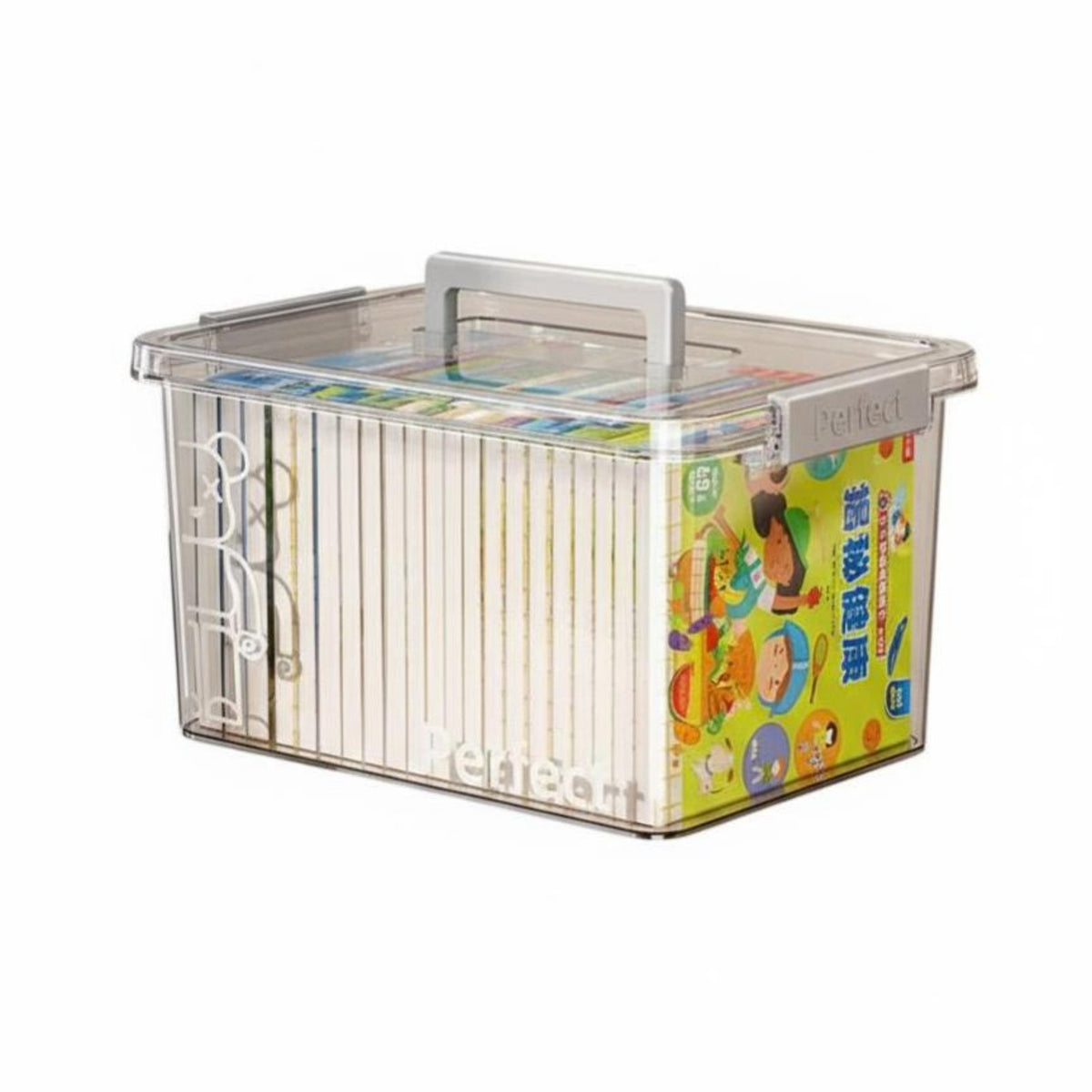 Wheeled Book container Transparent Storage Box Large Capacity for Students, educators