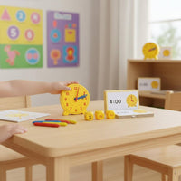 Teaching Clock with Cards Bright Instructional Timepiece with Flashcards Hands-Time-Telling Toy for Preschoolers