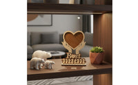 Freestanding Mother's Day Gift Frame Unique Design Wooden Heart Photo Frame Sturdy Best Mom Picture Stand for Grandma, Desk, Office