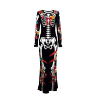 Skeleton Print Dress Fitted Apparel Dramatic for Costume Parties, Women