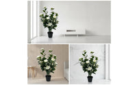 Artificial Rose Tree-Like Faux Rose Potted Verdant Foliage Faux Potted Plant for Entryway