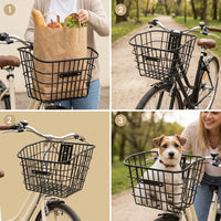 Foldable Electric Bicycle Front Basket, Large Capacity Pet Carrier and Shopping Basket for Bikes