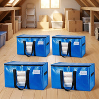 Sturdy Duty Moving Bags and Clear Storage Bags with Zipper, 180 GSM Stackable Cubic Containers with Loop Handles for Bedding and Clothing