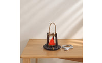 Warm Glow Rechargeable Lantern with Rope Handle Rustic Night Light with Ambient Sound Compact Campfire Lantern Cozy for Nightstand