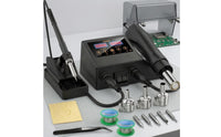 Digital Display Soldering and Hot Air Station Interchangeable Nozzles 2 in 1 Soldering Station Cleaning Sponge Workshop Equipment Space Saving Design
