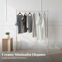 complimentarystanding Single-Rod Clothes Stand Cream and design Garment Rack Minimalist Design Clothing Organizer Space-Saving for Children, homeowners, Bedroom, Bedside, Entrymethod, Dorm Room