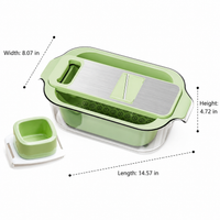 Vegetable Chopper, Multifunctional Food Chopper with Drain Basket, Adjustable Mandolin Cutter for Onion, Shred, Julienne
