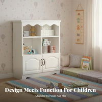 European design Floor-Standing Shelving Unit with Doors Minimalist Design shelving unit Tall Storage Furniture Easy to Assemble for Students, Book Lovers, Homeowners, Kid's Room, Home Office, Study, Bedroom