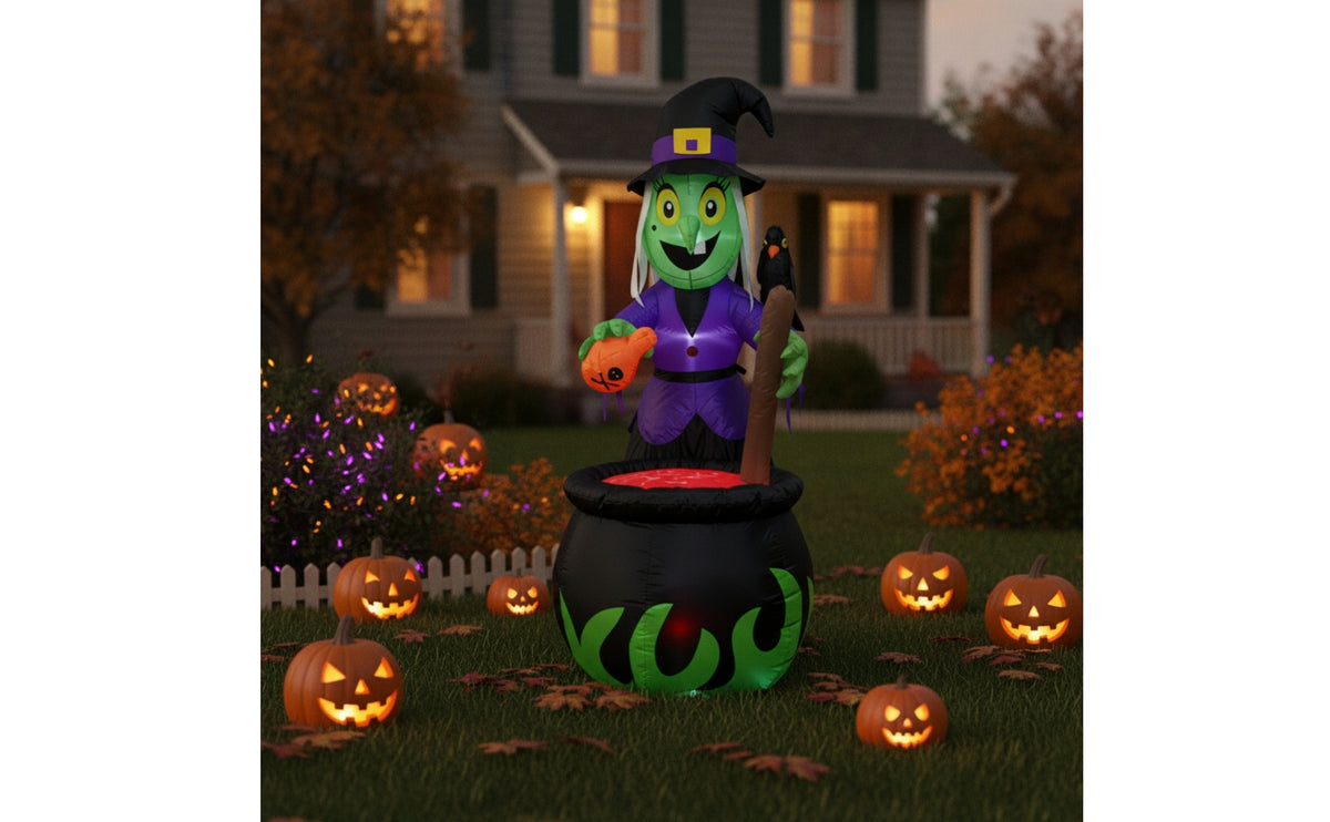 Inflate Inflatable Witch in Pot Outdoor Inflatable Witch and Pot Bright Safe for Yard, Halloween Party