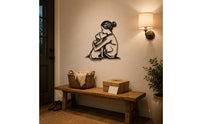 Metal Silhouette Wall Decor Pet Lover Gift Child and Pet Wall Art Effortless to Hang Line Wall Art