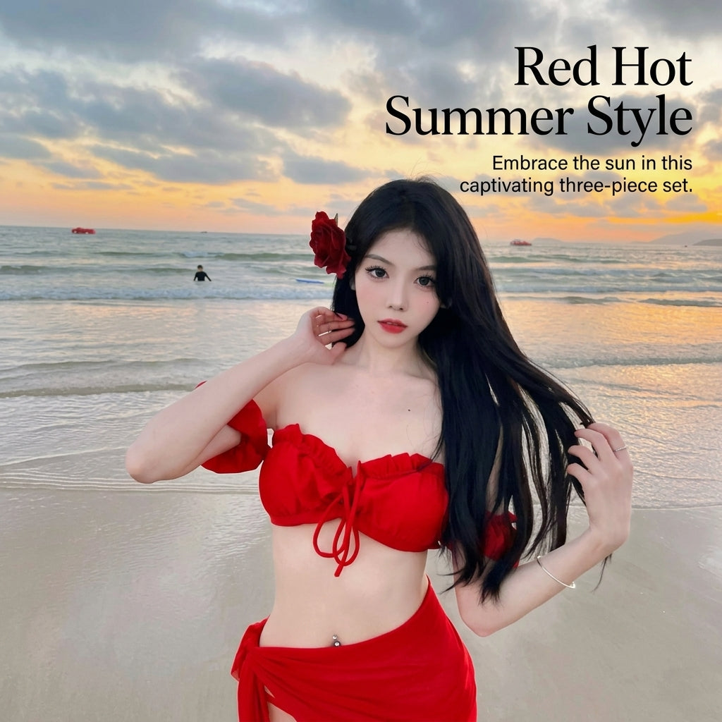Swimsuit for Women, Retro European & American Style Padded Bikinis Set, High Waisted for Sports, Polyester Spandex Blend