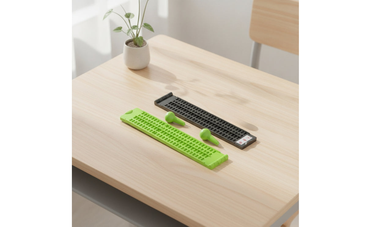 2 Pieces Portable Braille Writing Board with Styluses Lightweight Braille Slate with Stylus Easy to Use Writing Slate Long-Lasting for Students, School, Travel