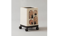 Cream-Colored Trash Can with Lid Square Trash Bin with Lid Elegant Wastebasket Matte for Bedroom