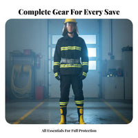 6 Pieces Heat Insulating 6 Piece Firefighter Suit Reflective Strips Retardant Firefighter Outfit Waterproof Fire Protection Clothing Breathable Material for Firefighters, Safety Trainees, Firefighting, Industrial Sites