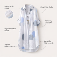Sun Protection Shirt with Long Sleeves for Beach Wear and Hiking, Polka Dot Open Front Cardigan for Women, UPF Clothing with Sporty Neckline