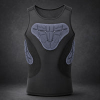 Segmented Padding 3D Protect Vest Protective Resistant Padded Protect Vest Stretchy Material Padded Compression Shirt Black for Athletes