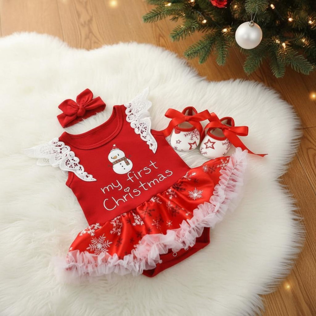 3 Pieces Tutu Romper Dress Ruffle Sleeves Flutter Sleeve Tutu Romper for Infants