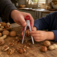 Peanut Sheller Tool with Red Handle, Manual Nut Cracker for Seeds and Nuts