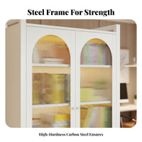 Dustproof Doors Fluted Glass Door Bookcase Large Capacity Home Furniture Multi-Functional Storage Cabinet Strong Load-Bearing for Book Lovers, Students, Homeowners, Study Room, Bedroom, Kitchen