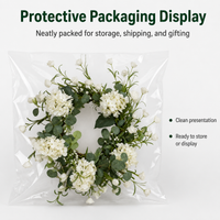 Hydrangea Door Wreath for Front Door, Artificial Matte Green with Berry Accents, Traditional Wall Decor, Low Maintenance All Year