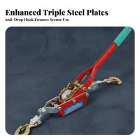 Powerful Ratcheting System Wire Rope Tightener Anti-Backward Safety Feature Ratchet Cable Puller High-Strength Hooks for Electricians