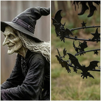 Witch Wind Whirligig Stunning Garden Wind Whirligig with Stake Garden Stake Decoration Double-Tier Yard Art Metal for Patio