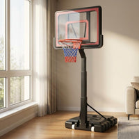 Mobile Basketball Hoop Telescoping Pole Portable Basketball Hoop Sports Gear Wheeled Transparent Backboard for Indoor