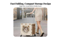 Foldable Pet Carrier Trolley Rotating Wheelbase Cat-Ear Accents Transparent Window
