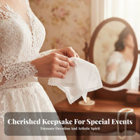 Cotton Hanky Soft White Lace Handkerchief Lightweight for Parties, Brides, Women
