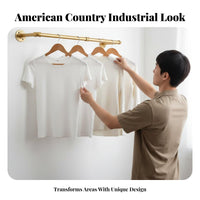 Retro Design Industrial Pipe Clothes Rack Space Saving Wall Mounted Garment Bar Easy to Install for Retail Shop, Boutique, Walk-in Closet